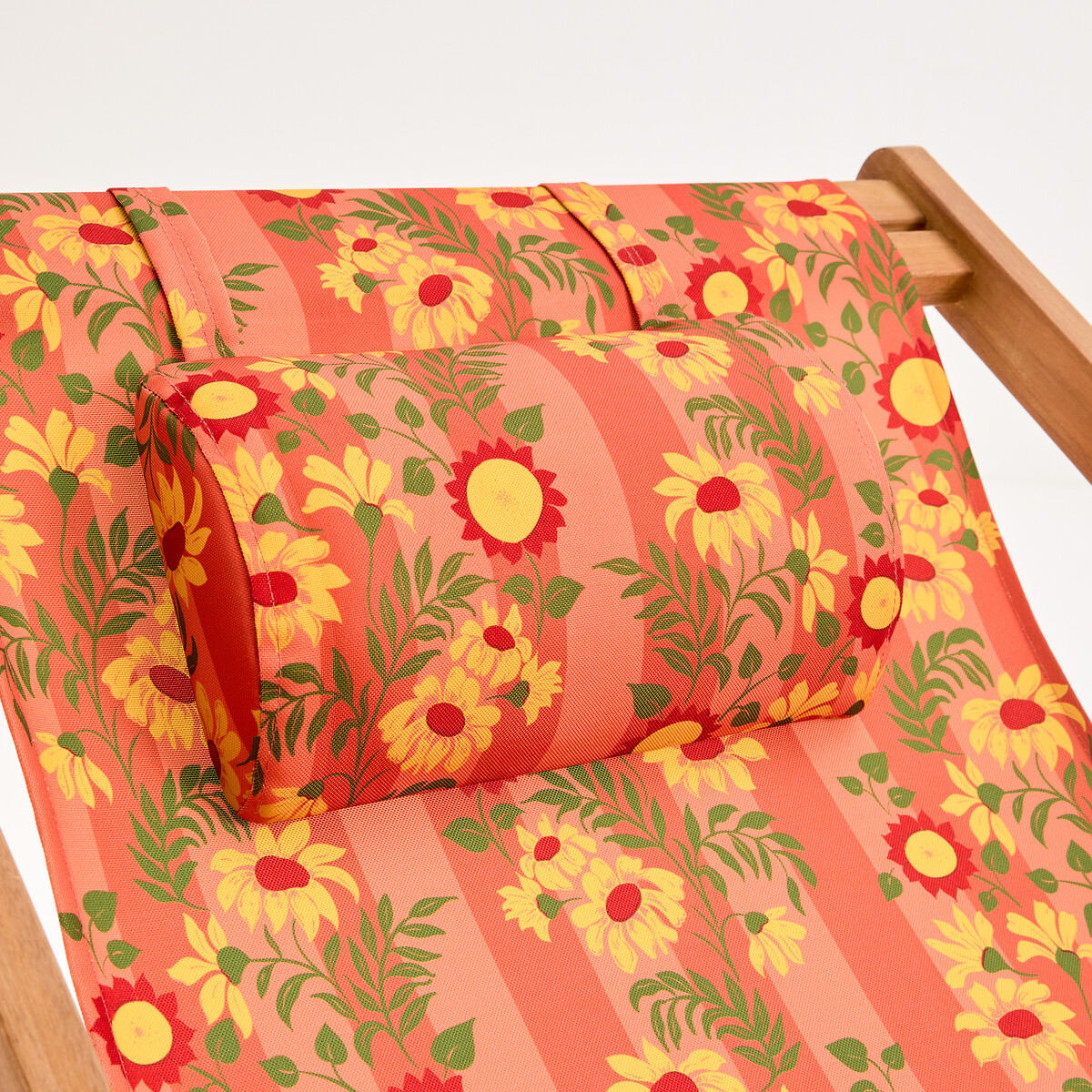 Liegestuhl aus massivem Akazienholz, Stoff mit Blumendruck, VALERIA motiv blumen, LA REDOUTE INTERIEURS