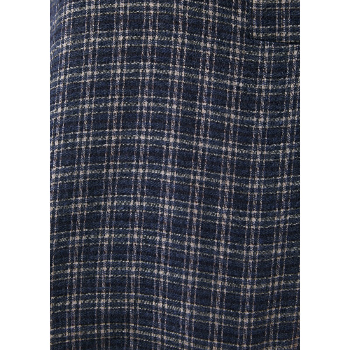 Blouse à carreaux manches longues col rond marine, HUMILITY