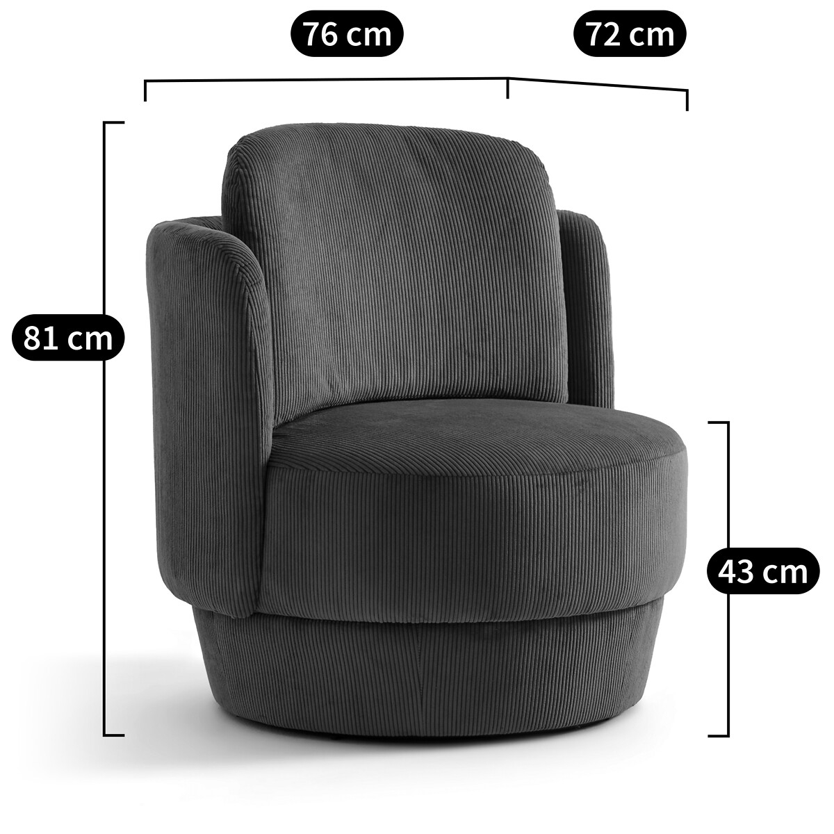 Fauteuil rotatif velours côtelé, Baltimore terracotta, LA REDOUTE INTERIEURS