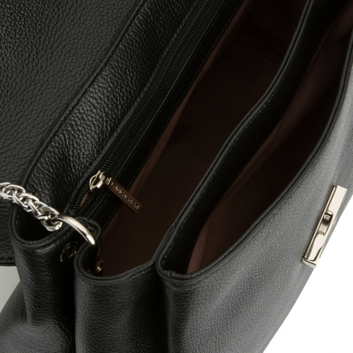 Sac à main en cuir FOULONNE PIA noir, LANCASTER