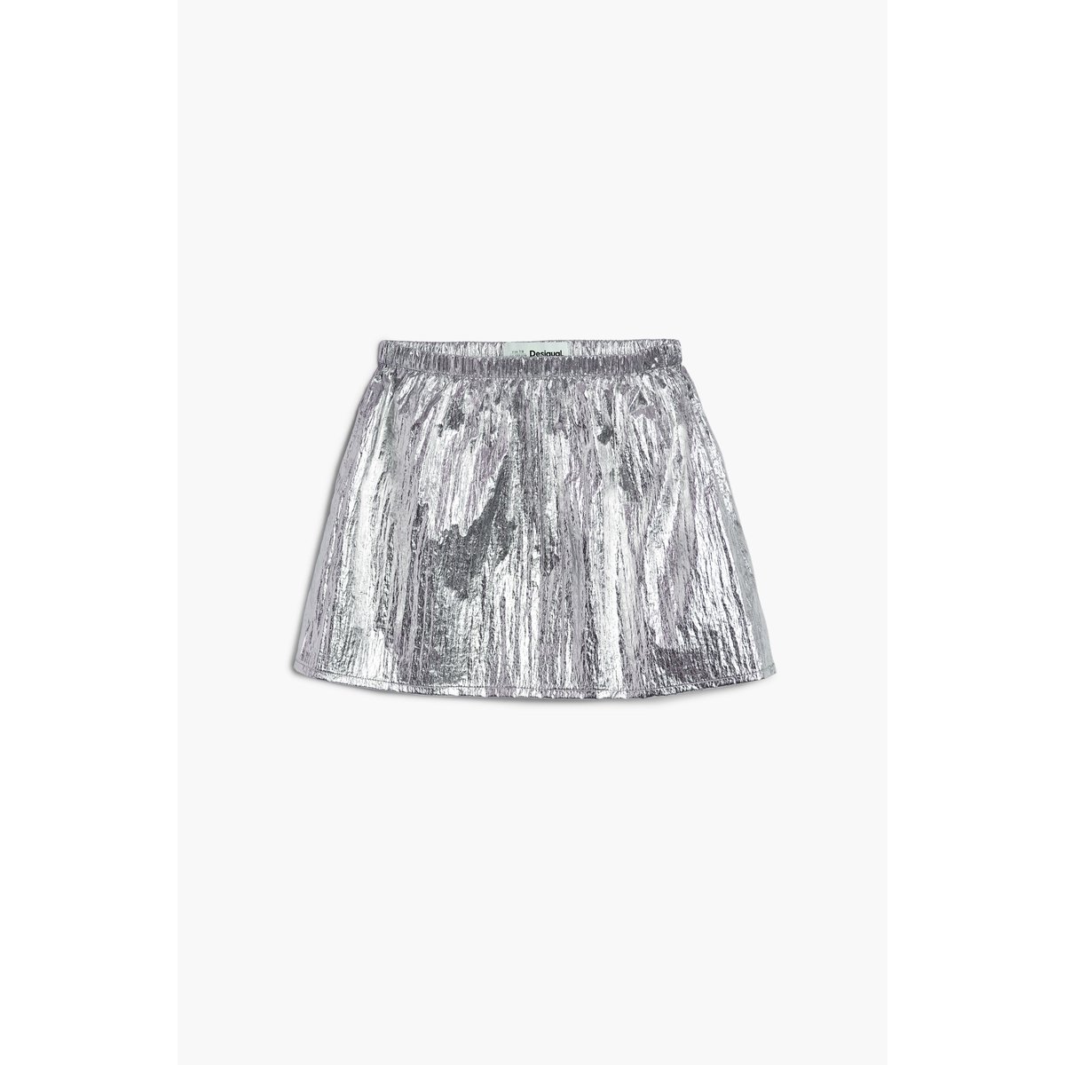 Jupe courte métallisée gris, DESIGUAL