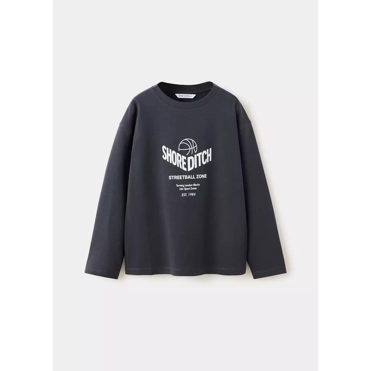 T-shirt coton détail imprimé gris anthracite, MANGO KIDS