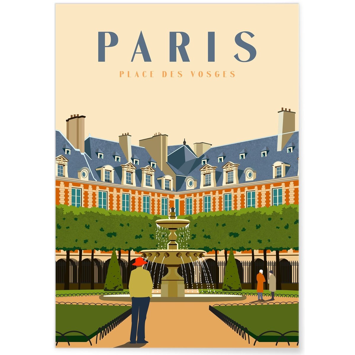 Affiche ville Paris - Place des Vosges blanc, L'AFFICHERIE