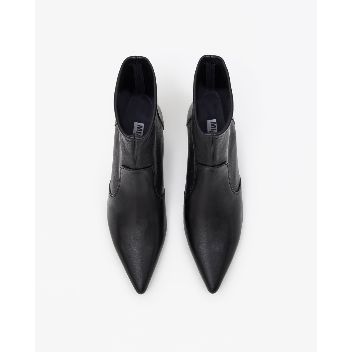 Bottines en cuir stretch à bout pointu OPHELIA LOW noir, MI MAI