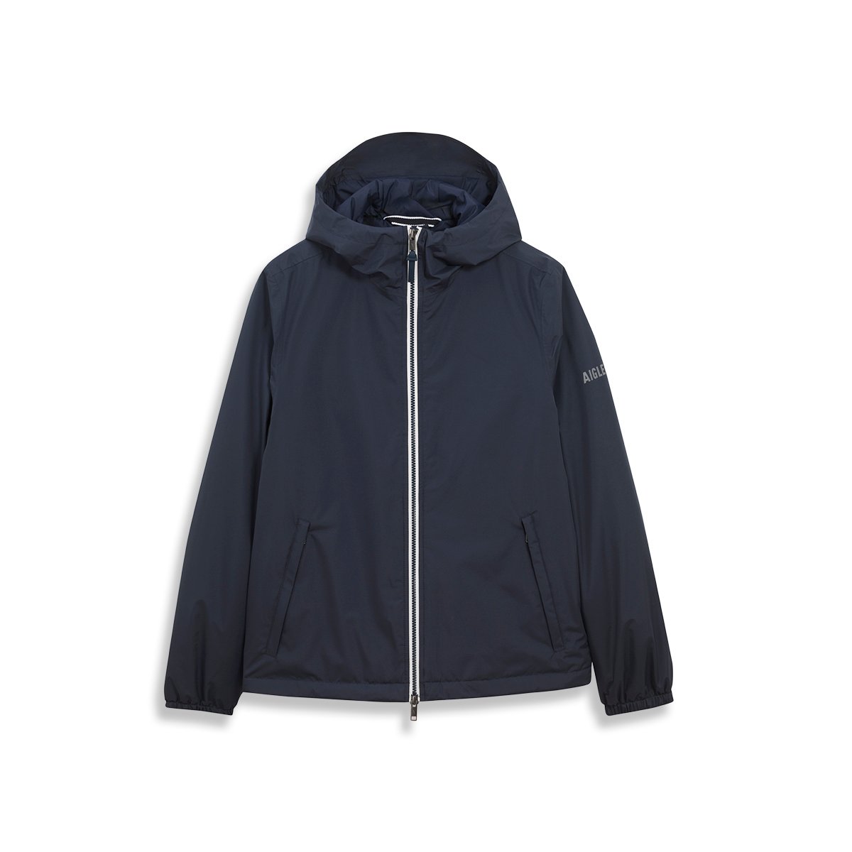 Veste imperméable matelassé capuche Rainpack Warm 70 bleu marine, AIGLE