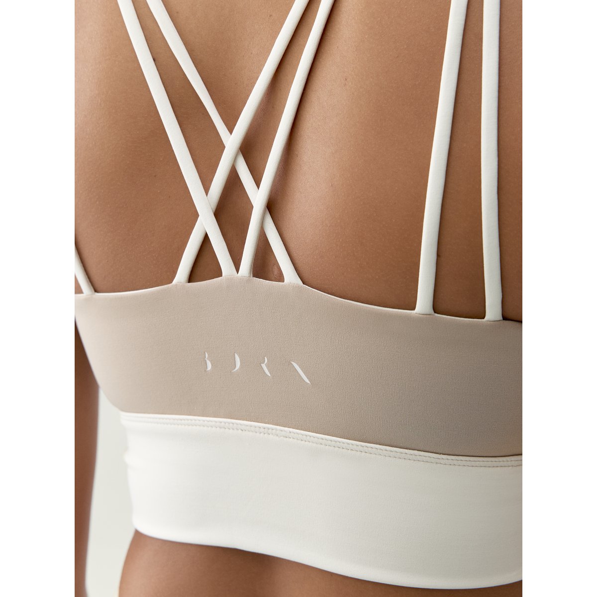 Brassière de sport femme Sutra Maintien moyen bretelles beige crème, BORN