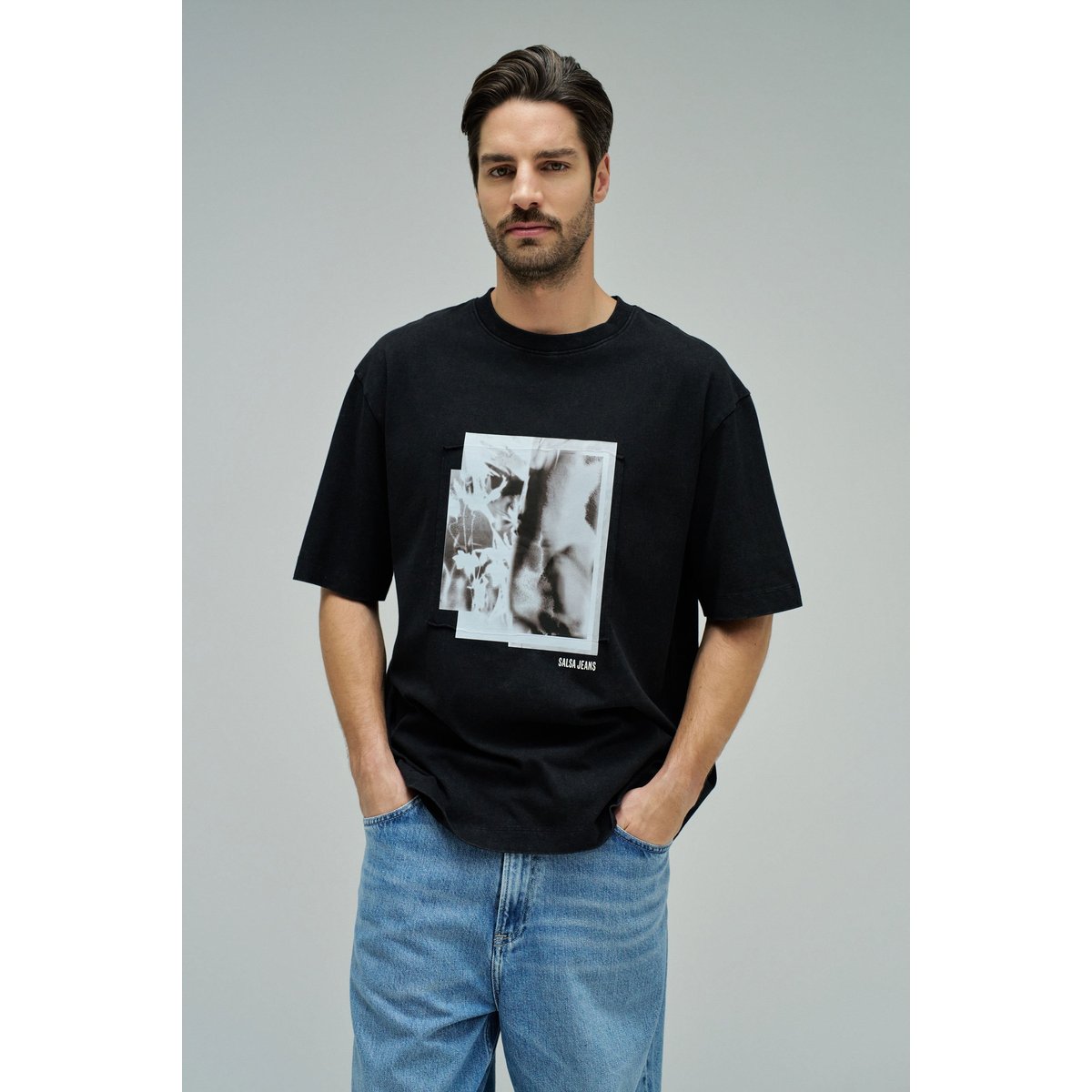 T-SHIRT AVEC IMPRIMÉ noir, SALSA JEANS