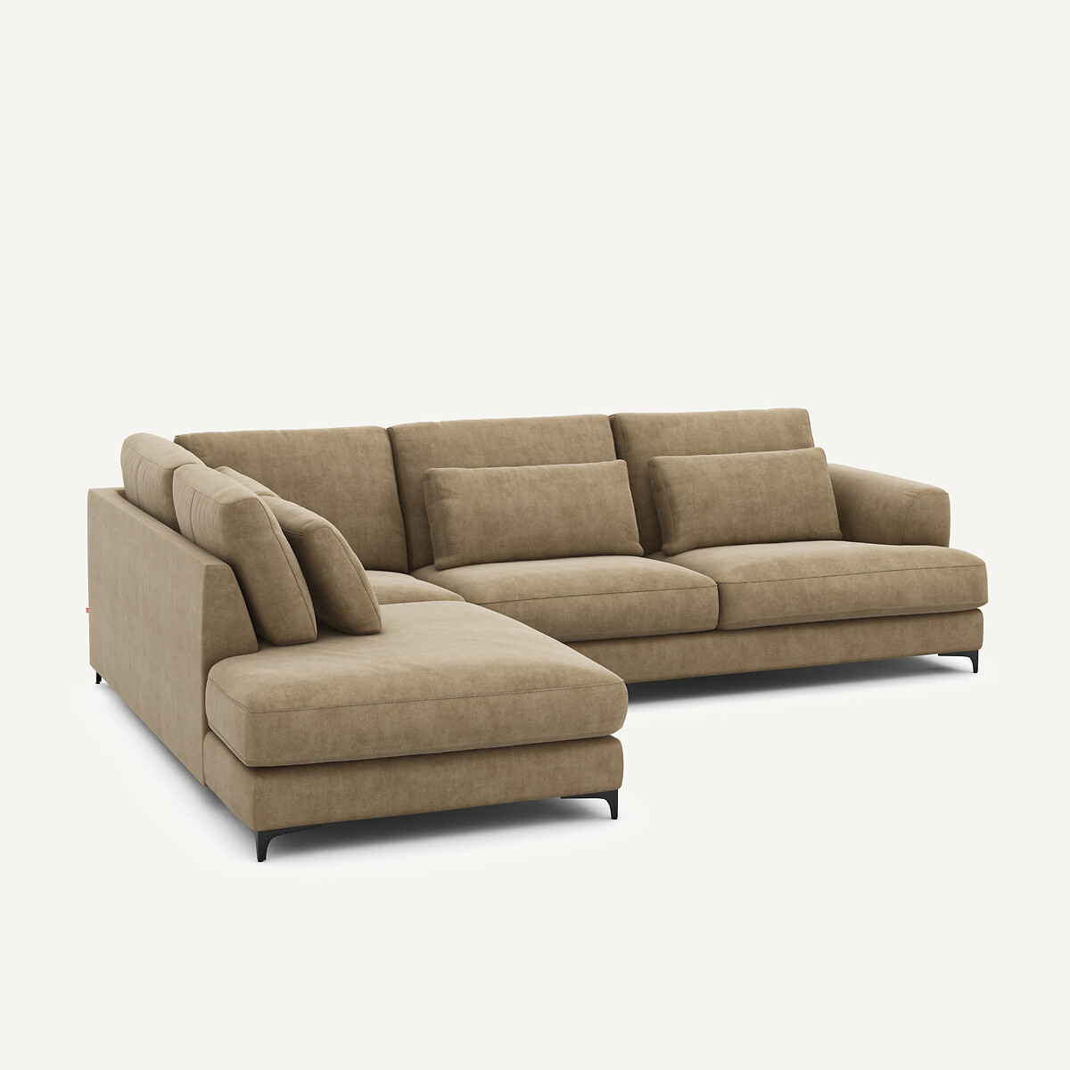 Angle gauche convertible, en velours stonewashed, Marsile gris shiitaké, AM.PM