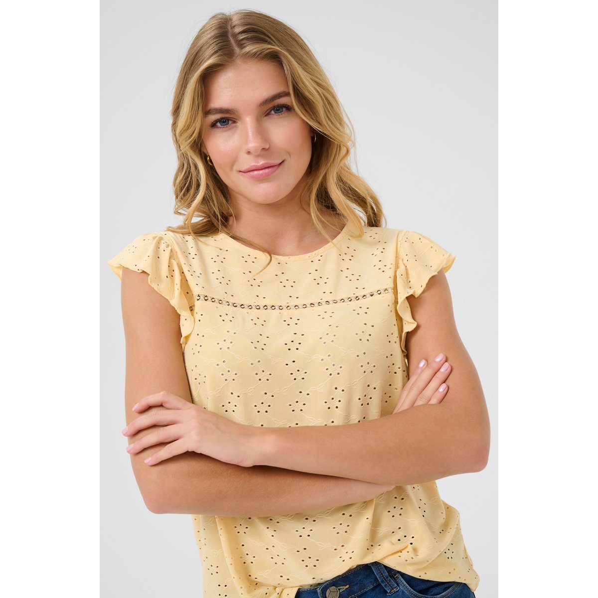 Blouse sans manches jaune straw cc, KAFFE