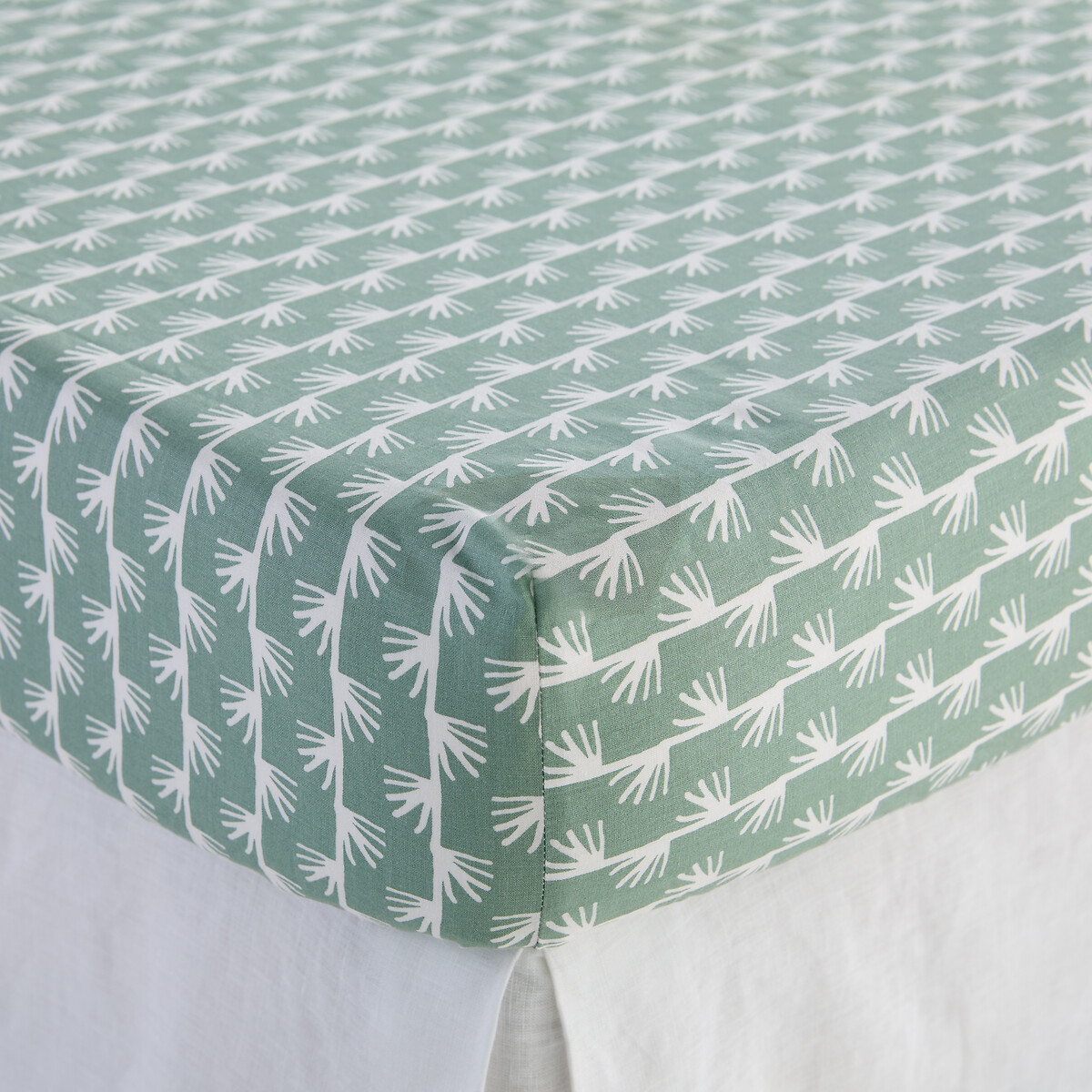 Drap housse pur coton, Irun imprimé vert, LA REDOUTE INTERIEURS