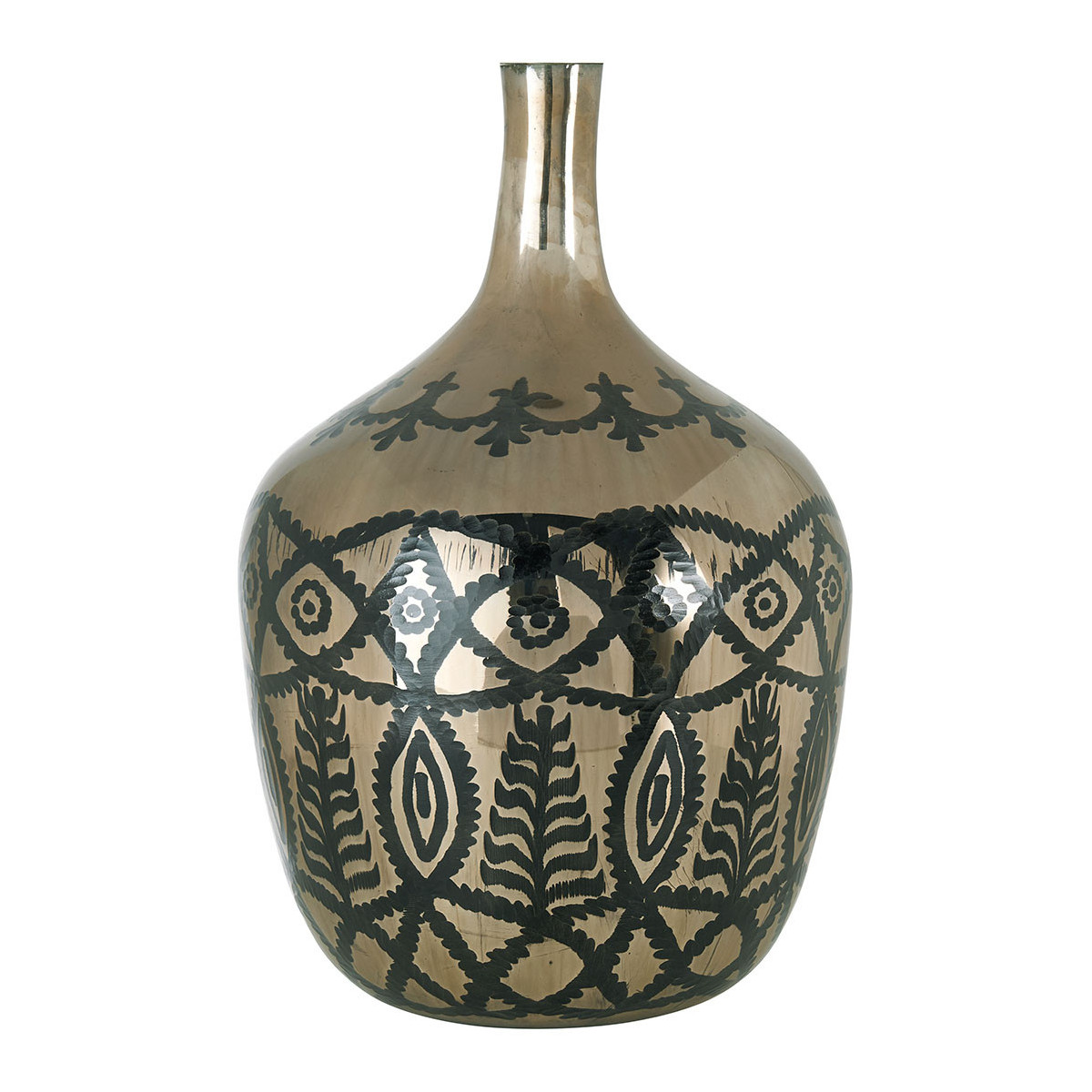 Vase bonbonne verre givré doré, BLANC D’IVOIRE