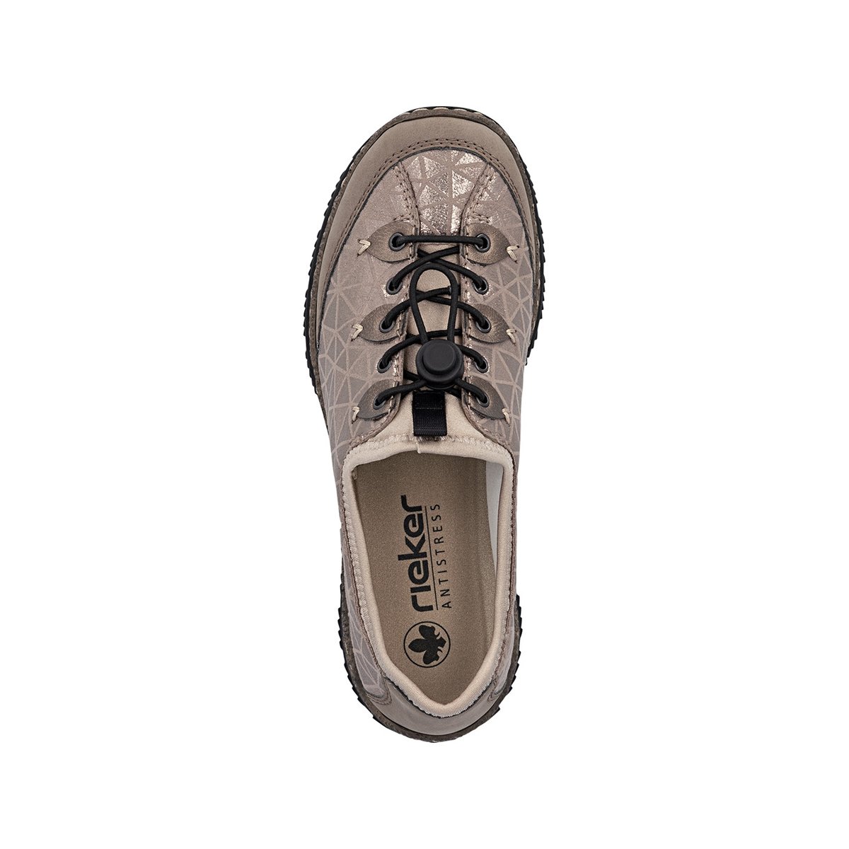 Sneakers beiges à talon plat pourvues d'une fermeture élastiquée beige, RIEKER