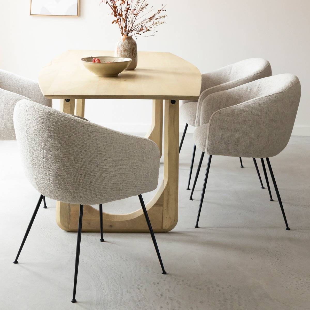 Chaise en tissu et métal SANDY blanc, MADE IN MEUBLES