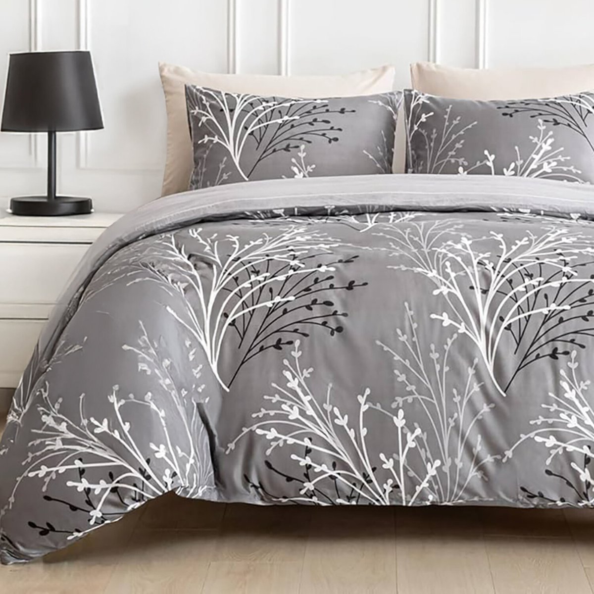Parure housse de couette taie à volant coton, Silverel multicolore, C DESIGN HOME TEXTILE