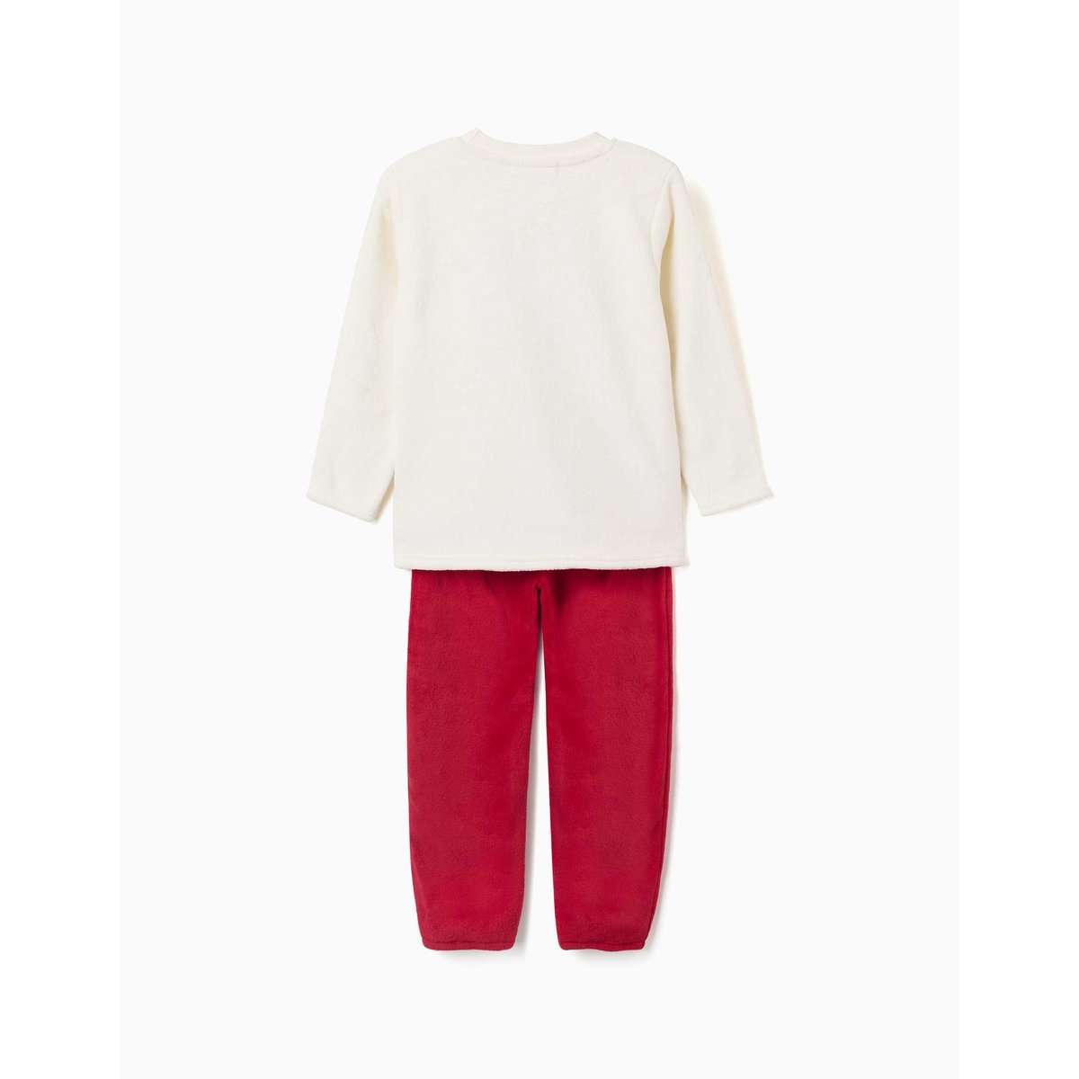 Pyjama en polaire corail avec renne brodé blanc, ZIPPY