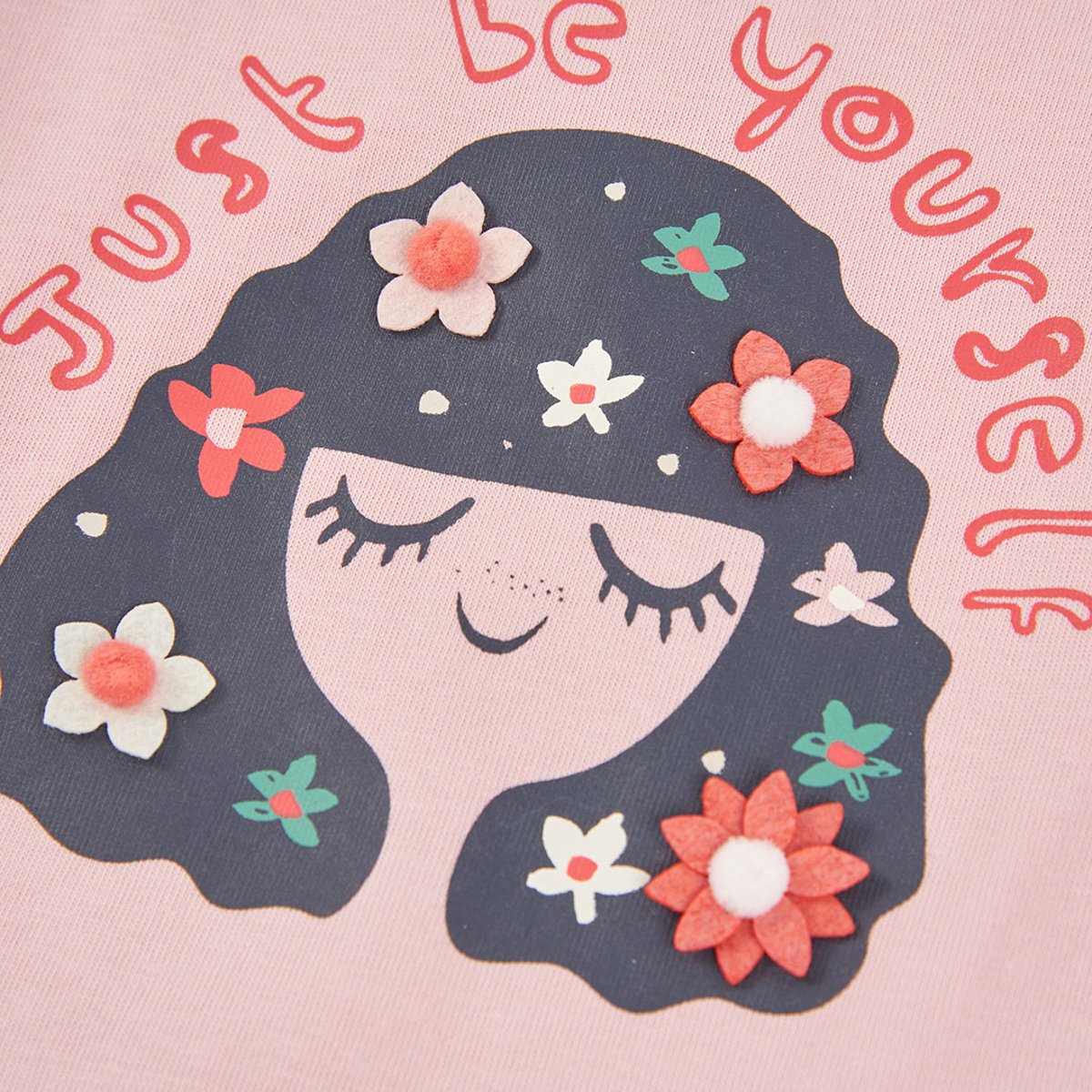 T-shirt en maille fille imprimé fille fleurs pink, BOBOLI