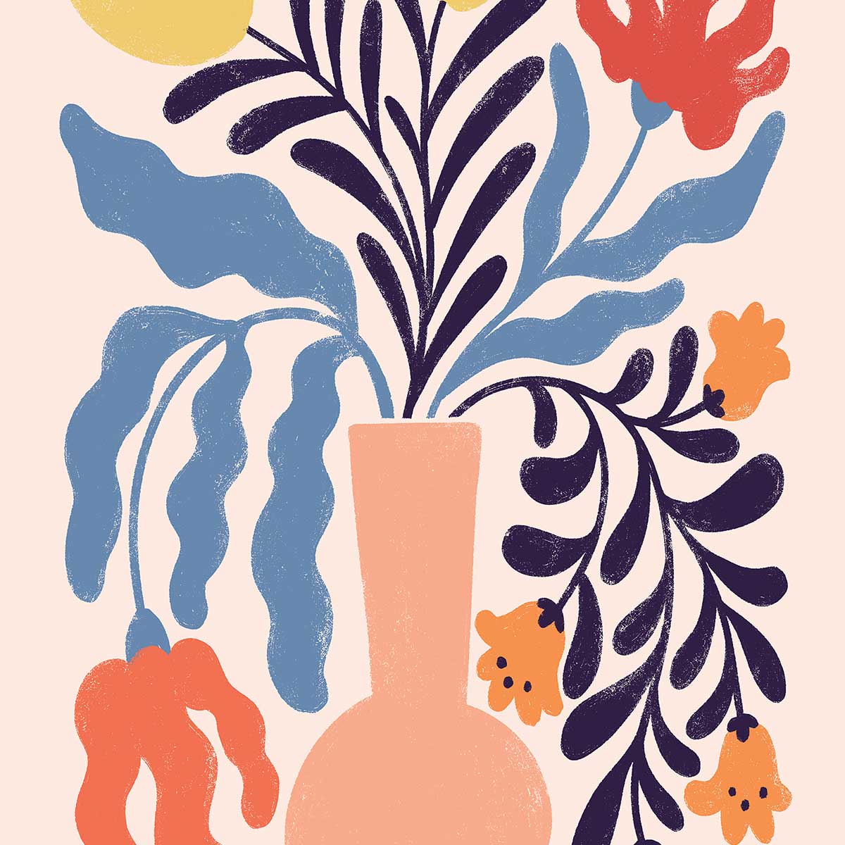 Poster julie fleurs affiche + cadre en bois - noir, HEXOA