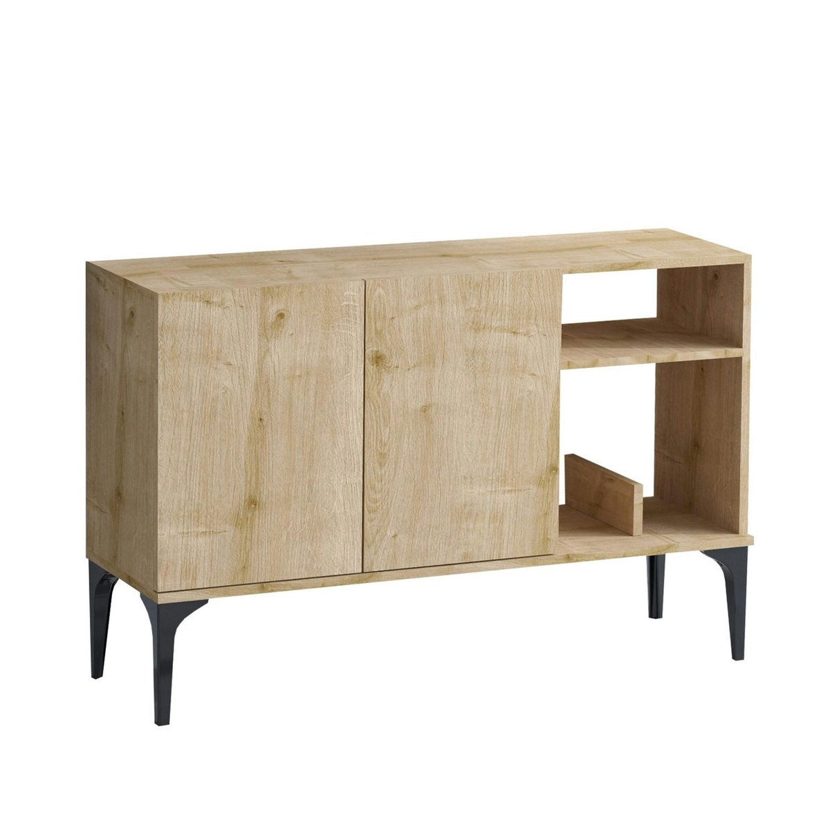 Petit buffet 2 portes effet chêne - avec niches JENA bois naturel, PIER IMPORT