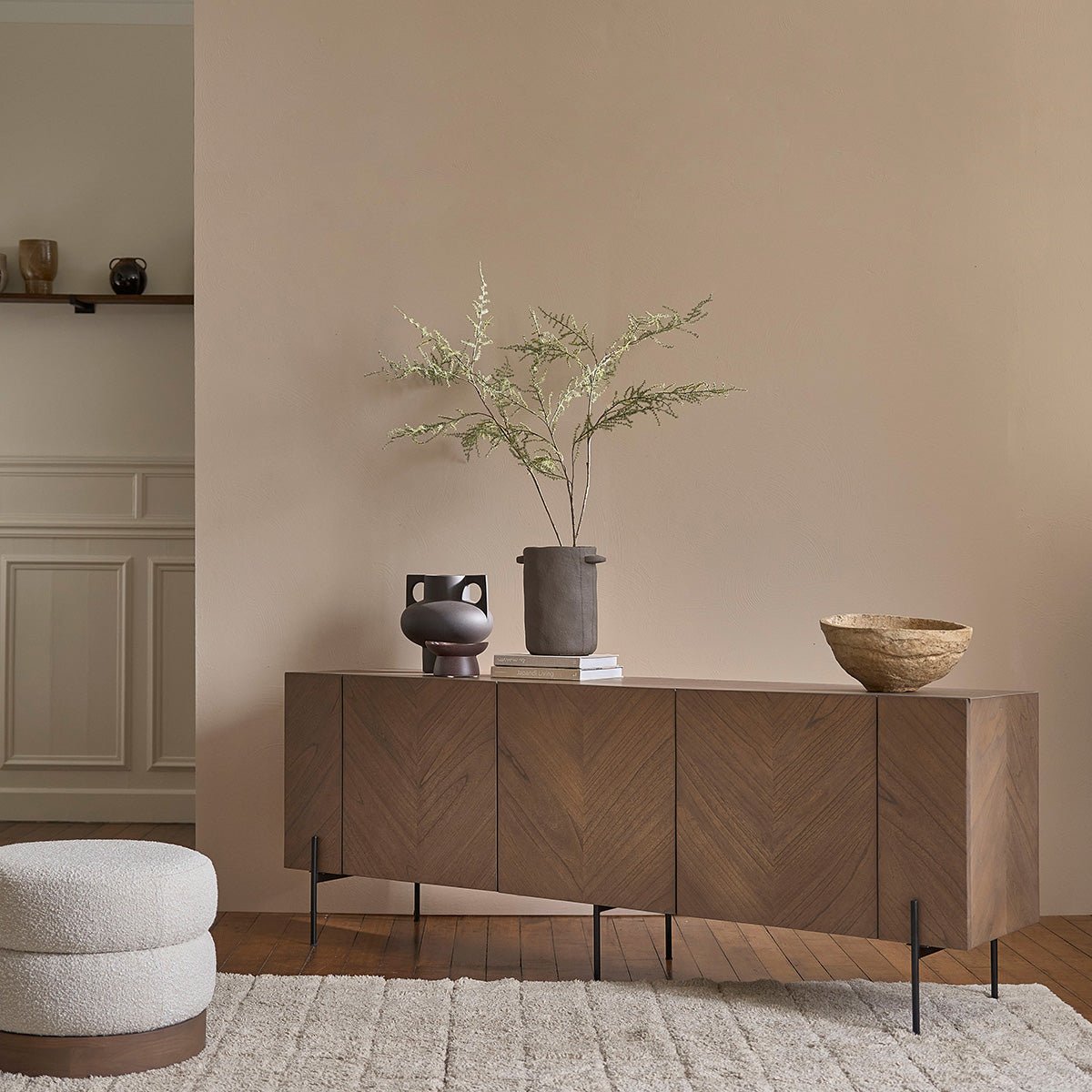 Buffet en bois massif 200 cm 3 portes  CALIX marron, BERAH GETAH