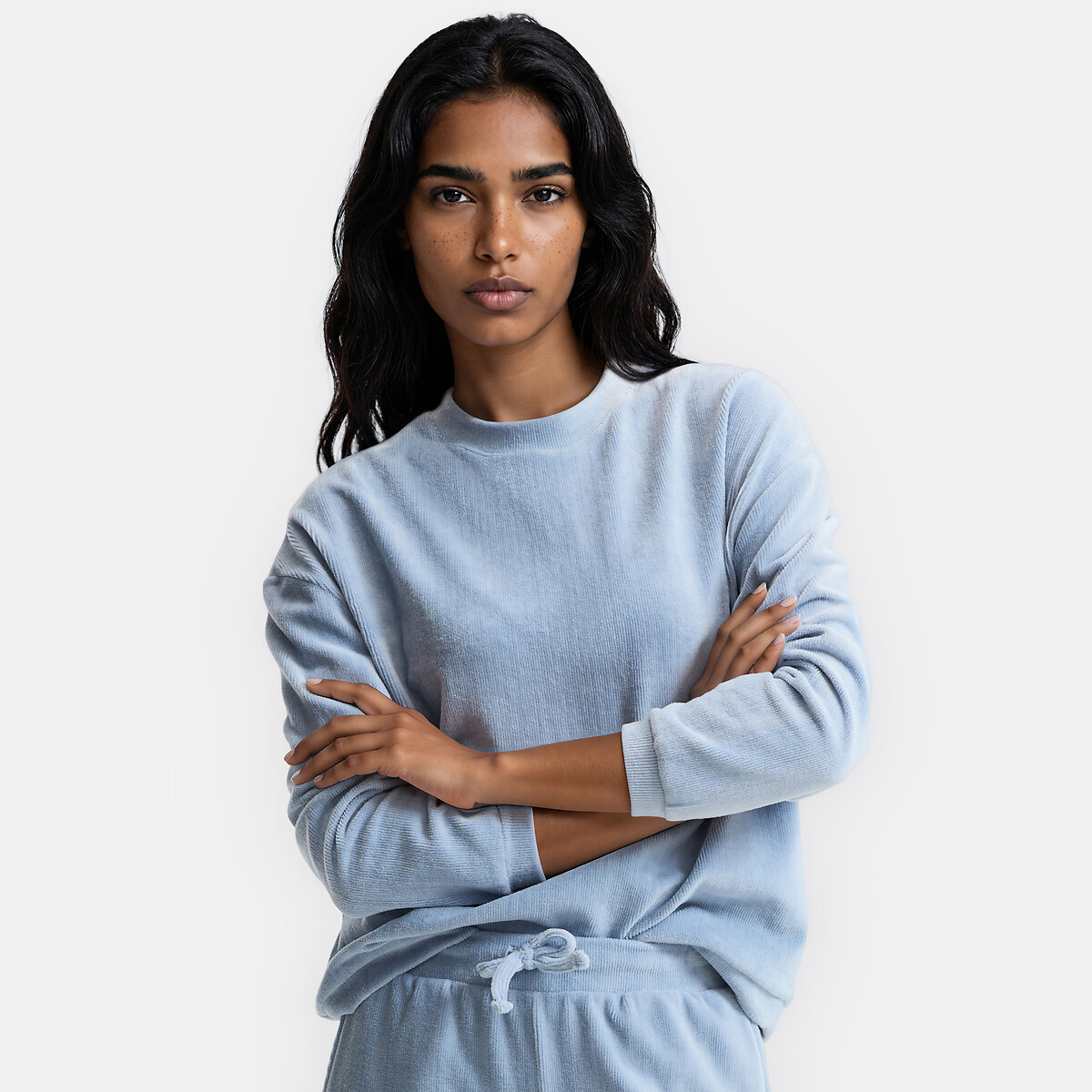 Pigiama in velluto a coste blu ghiaccio, LA REDOUTE COLLECTIONS