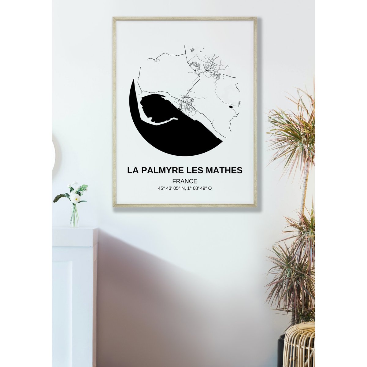 Affiche Carte La Palmyre les Mathes blanc, L'AFFICHERIE