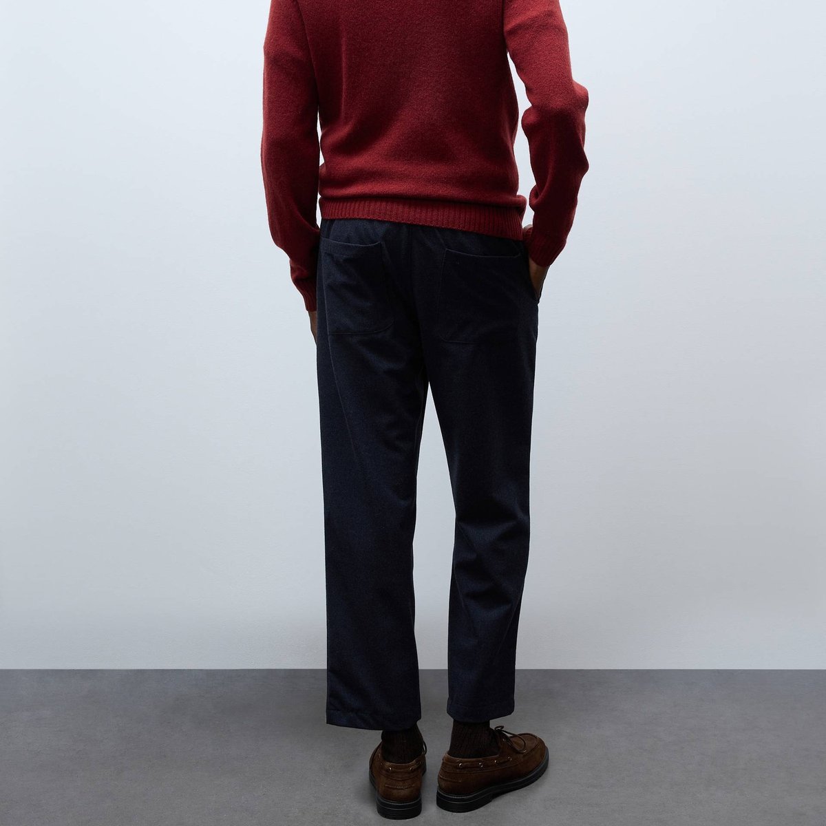Pantalon large élastiqué marine, MONOPRIX