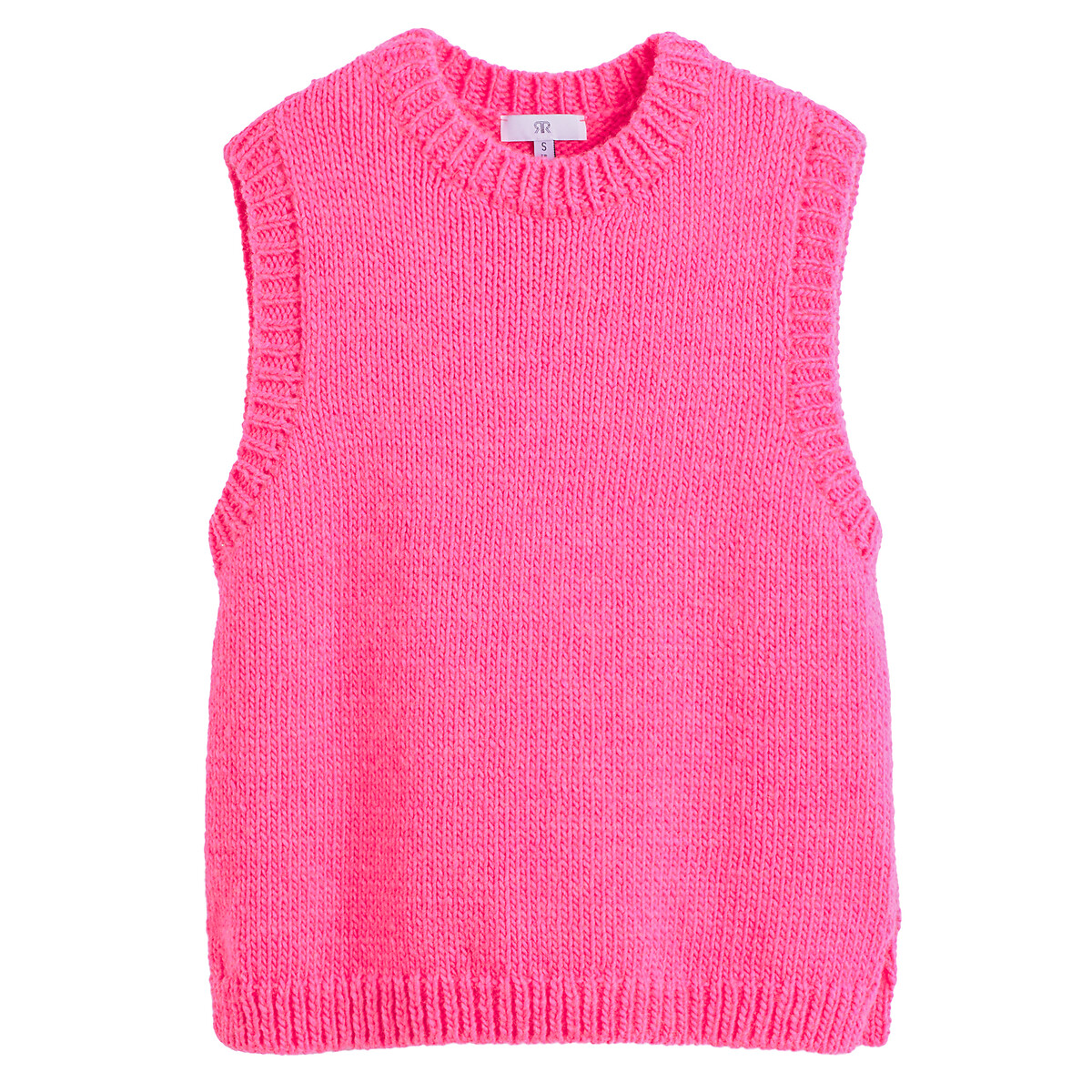 Pull sans manches, col rond rose, LA REDOUTE COLLECTIONS