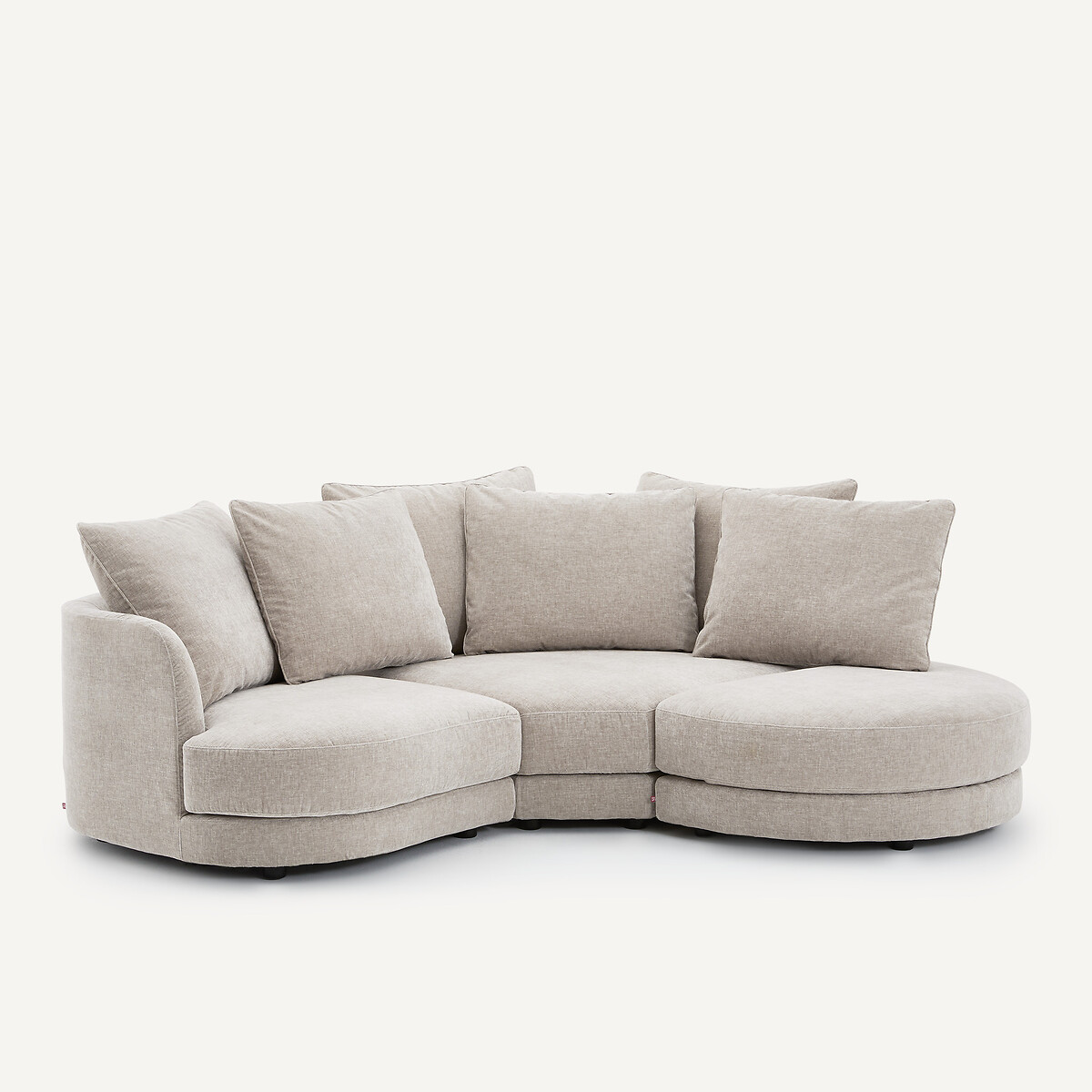 Demi-canapé gauche, modulable en velours chenille, TIBERIO gris clair, AM.PM