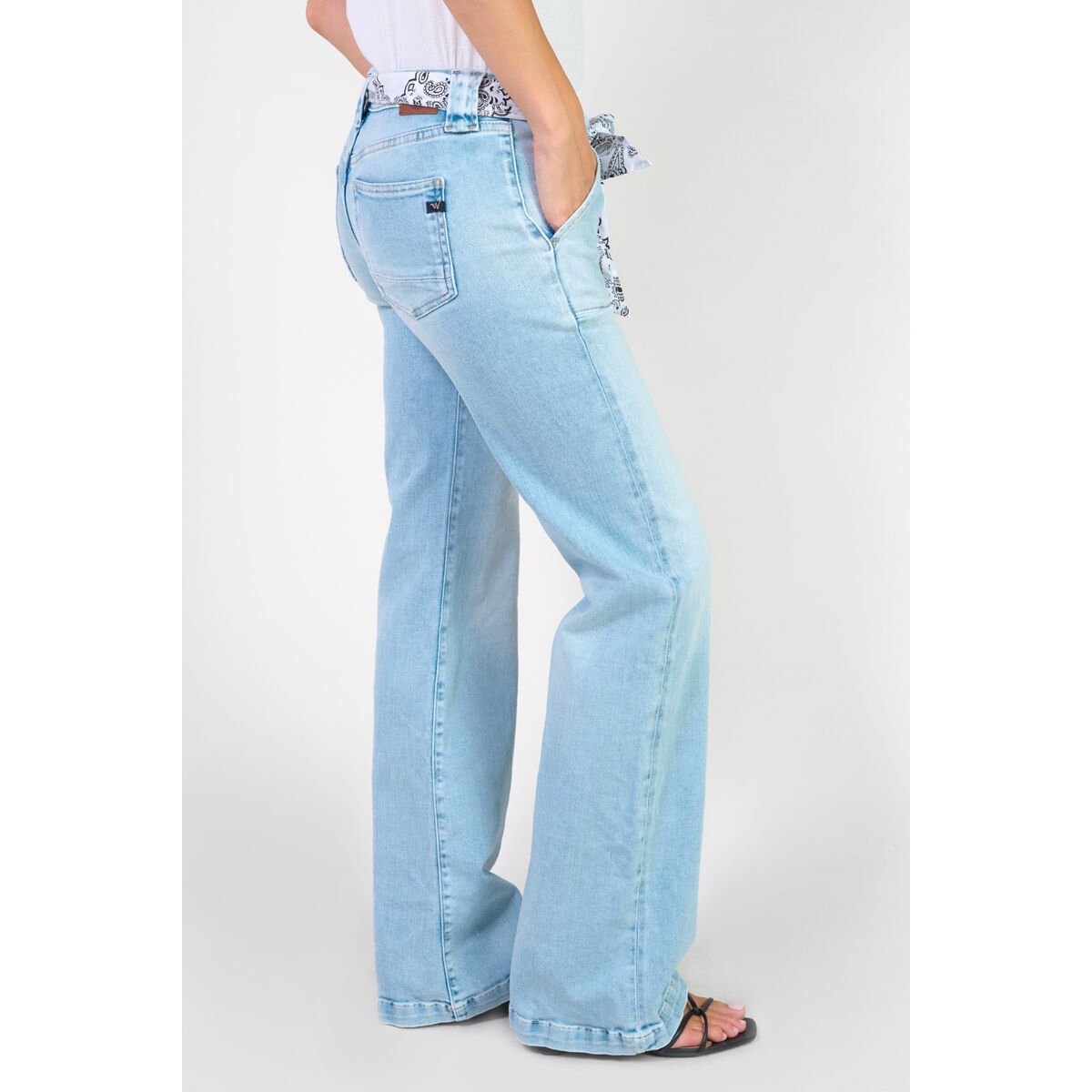Jeans flare , longueur 34 blue, LE TEMPS DES CERISES