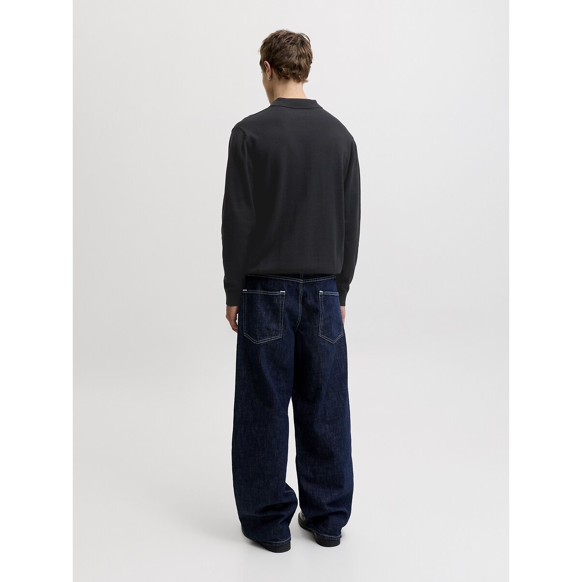 Maglione collo a polo nero , JACK & JONES