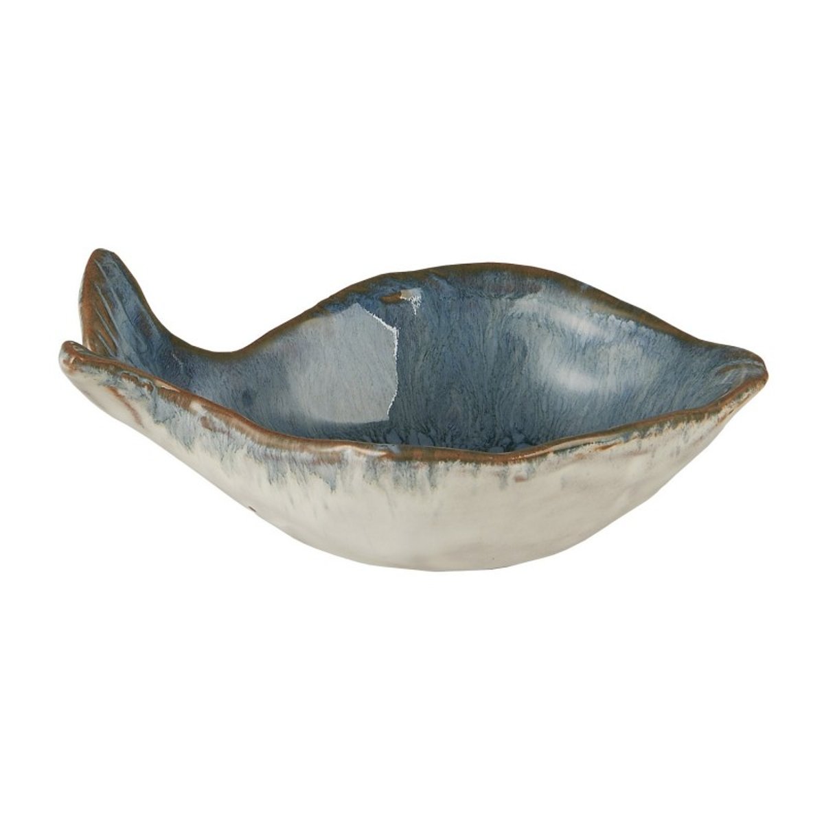 Petit bol forme de poisson grès bleu turquoise, IB LAURSEN