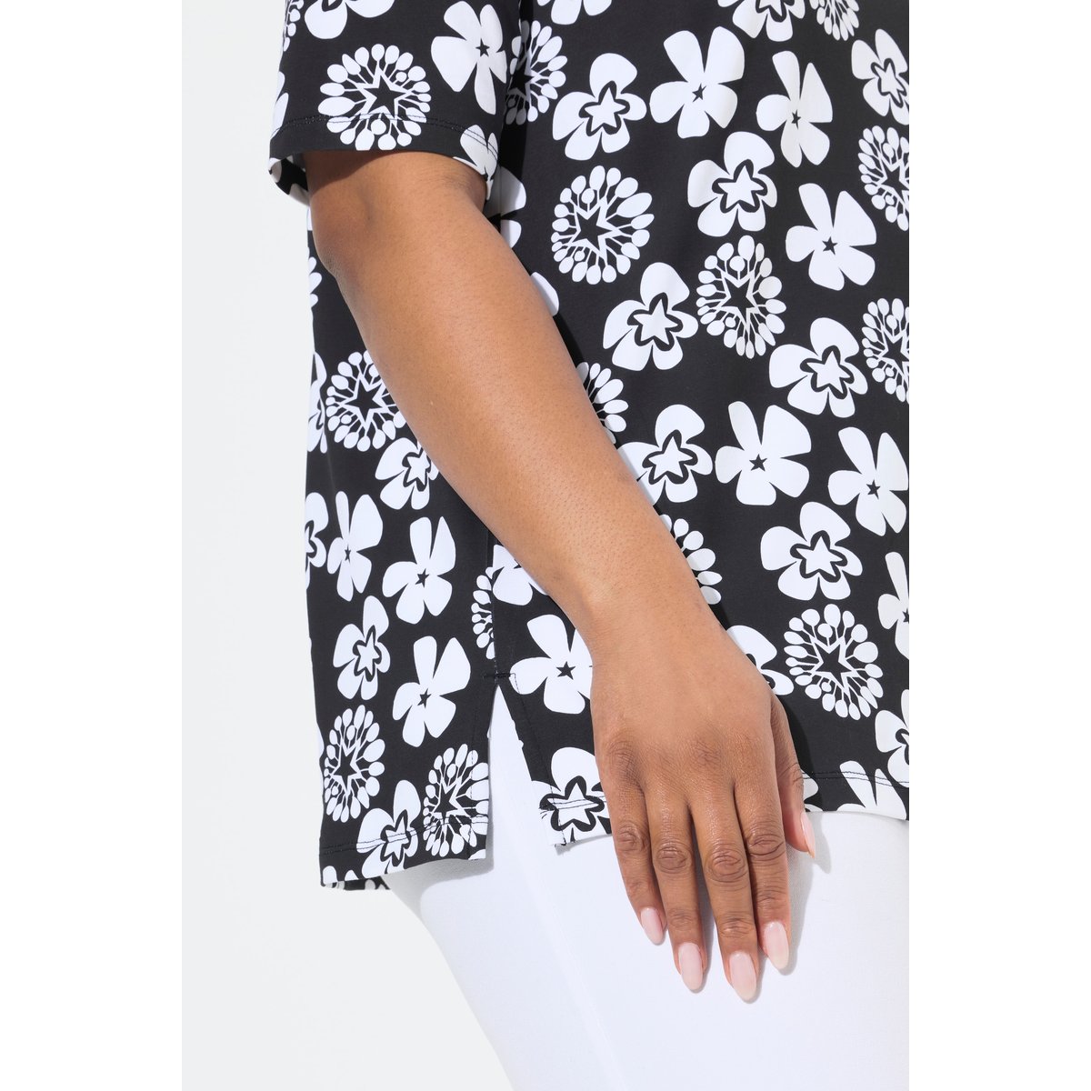 T-shirt à fleurs noir, ULLA POPKEN