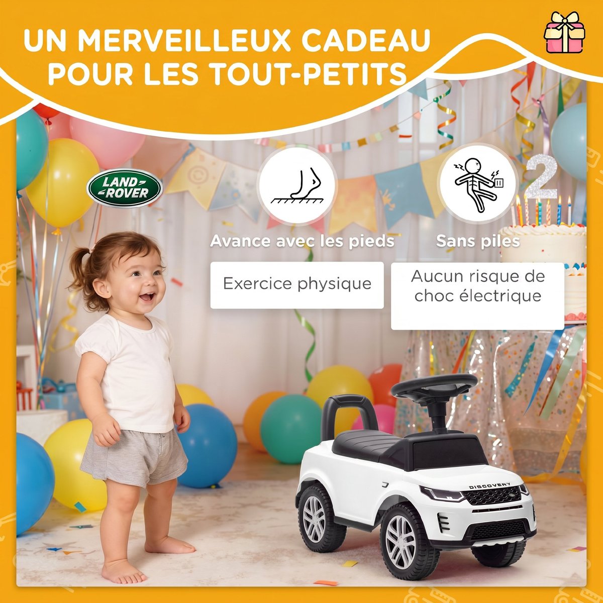 Voiture à glissière pour enfants PP et acier blanc, AIYAPLAY