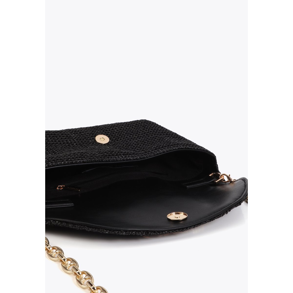 Sac à bandoulière tressé avec logo panthère noir, LOLA CASADEMUNT
