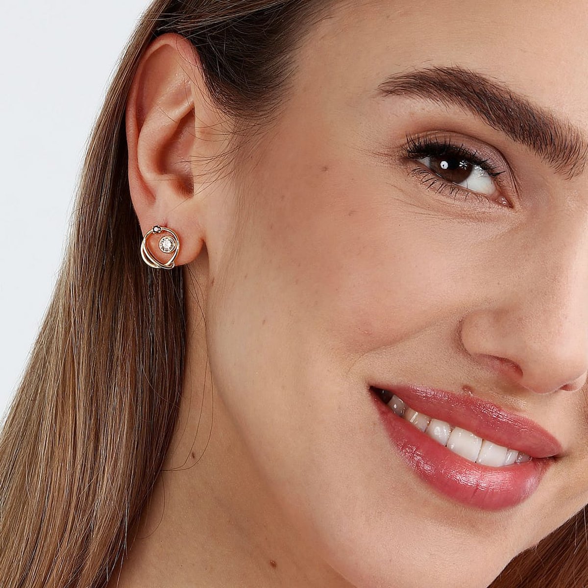 Boucles d'oreilles en Oxyde De Zirconium/argent et Oxyde de zirconium or et beige, L’ADOREE