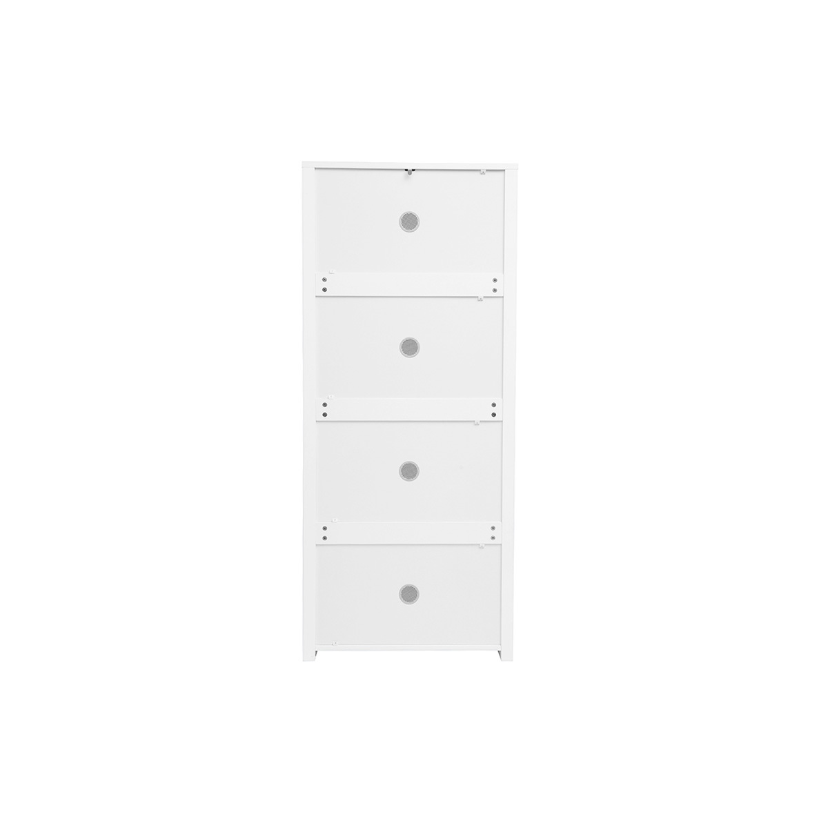 Meuble à chaussures 4 portes finition blanc laqué brillant L68 cm KIRK chêne clair, MILIBOO