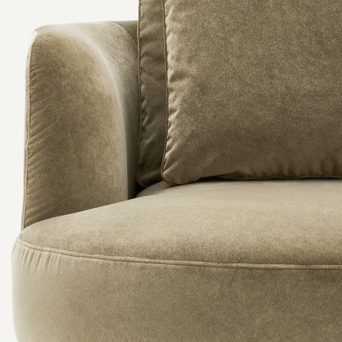Demi-canapé gauche, modulable en velours de lin, TIBERIO tilleul, AM.PM