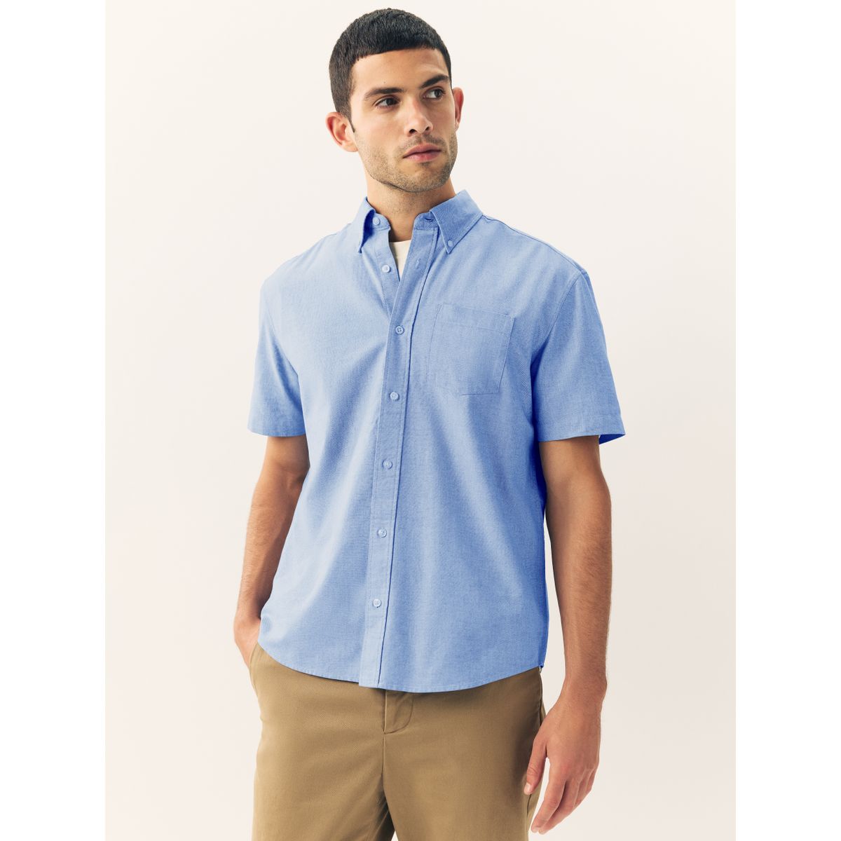 Chemise oxford à manches courtes bleu clair, NEXT