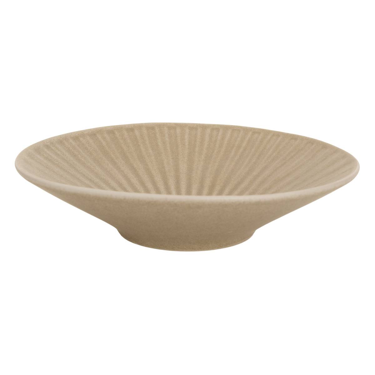 Lot de 4 assiettes creuse ronde en faïence NYERO beige, ATMOSPHERA
