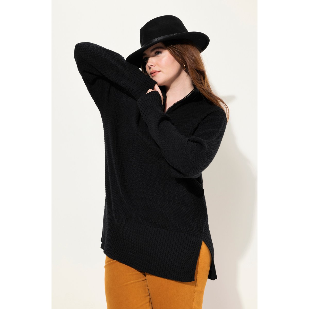 Pull camionneur en maille, col montant noir, ULLA POPKEN