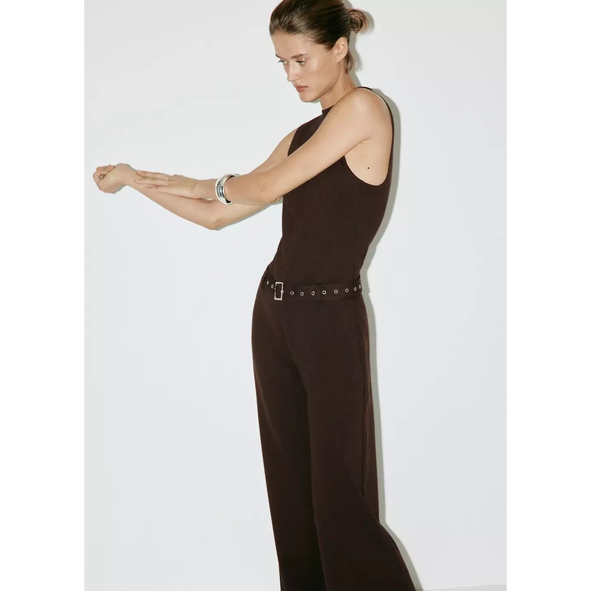 Combinaison ceinture boucle marron, MANGO