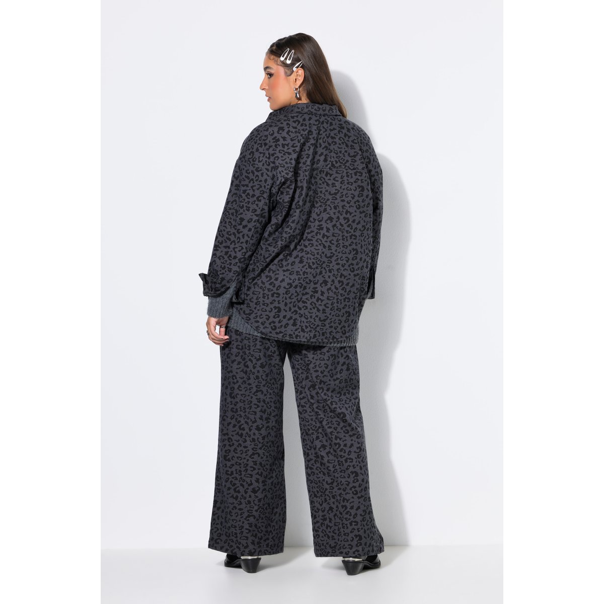 Chemise, coupe oversize, imprimé léopard anthracite, STUDIO UNTOLD
