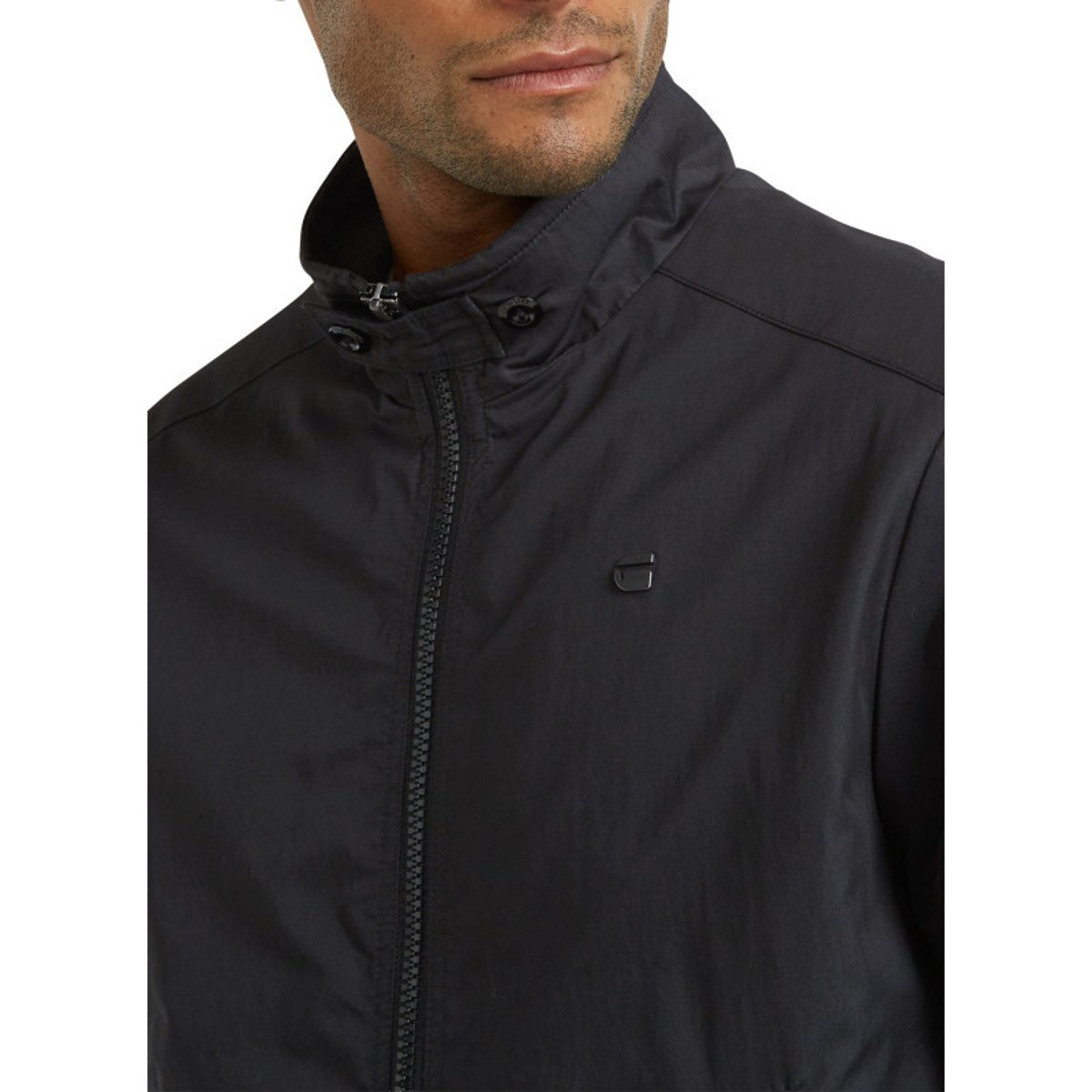 Blouson noir uni avec une coupe droite et un col montant boutonné noir, G-Star RAW