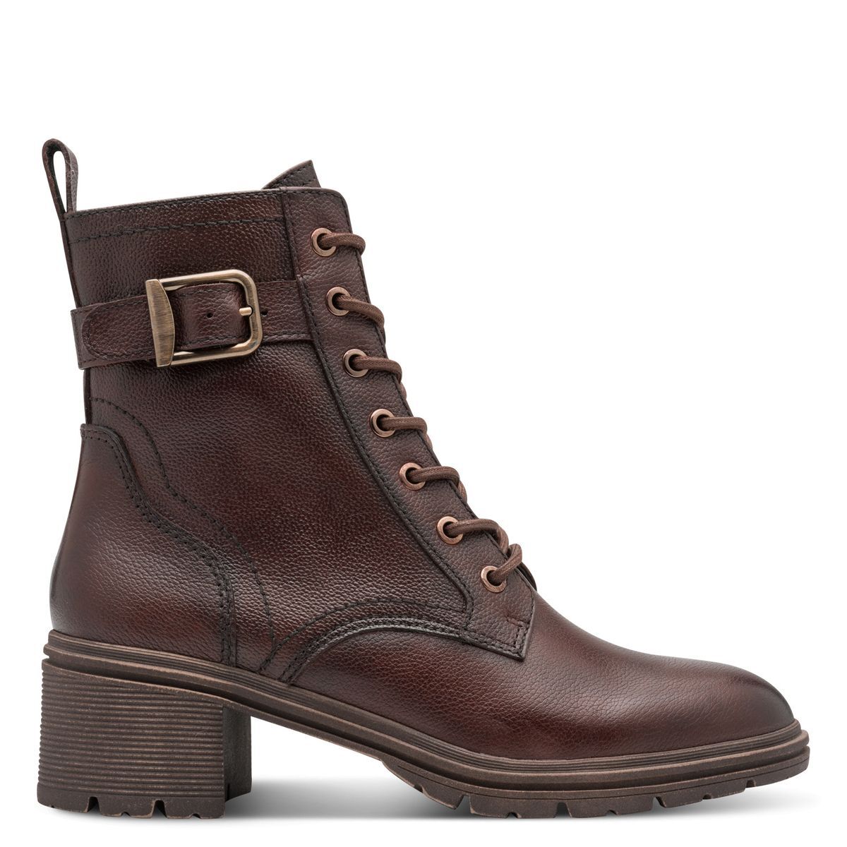 Bottines lacées à talons marron mocca, TAMARIS