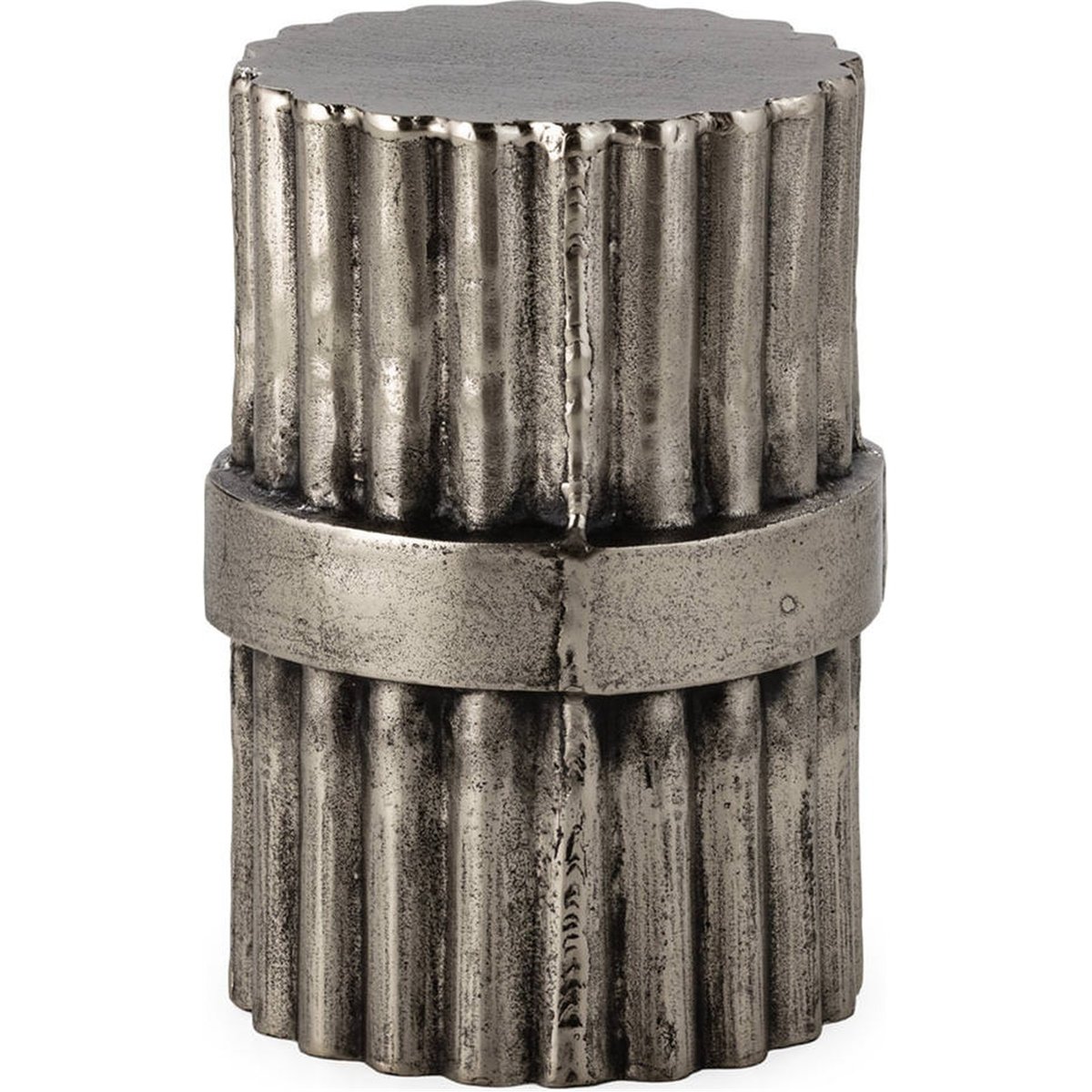 Table d'appoint en métal texturé nickel et noir, RECOLLECTION