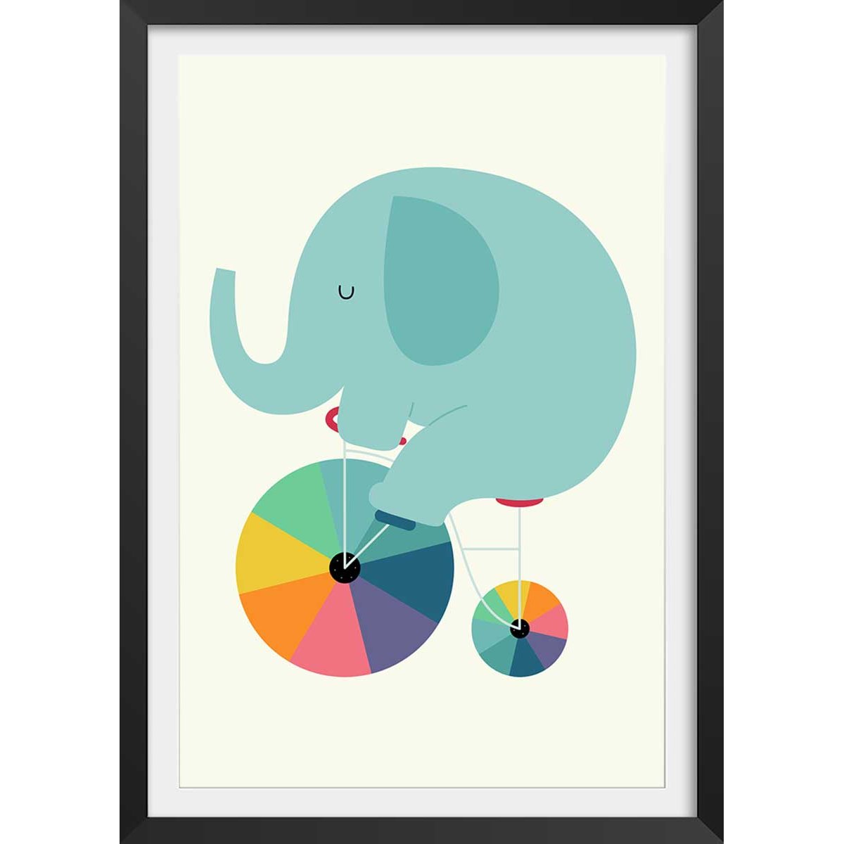 Affiche  elefant circle affiche + cadre en bois - noir, HEXOA