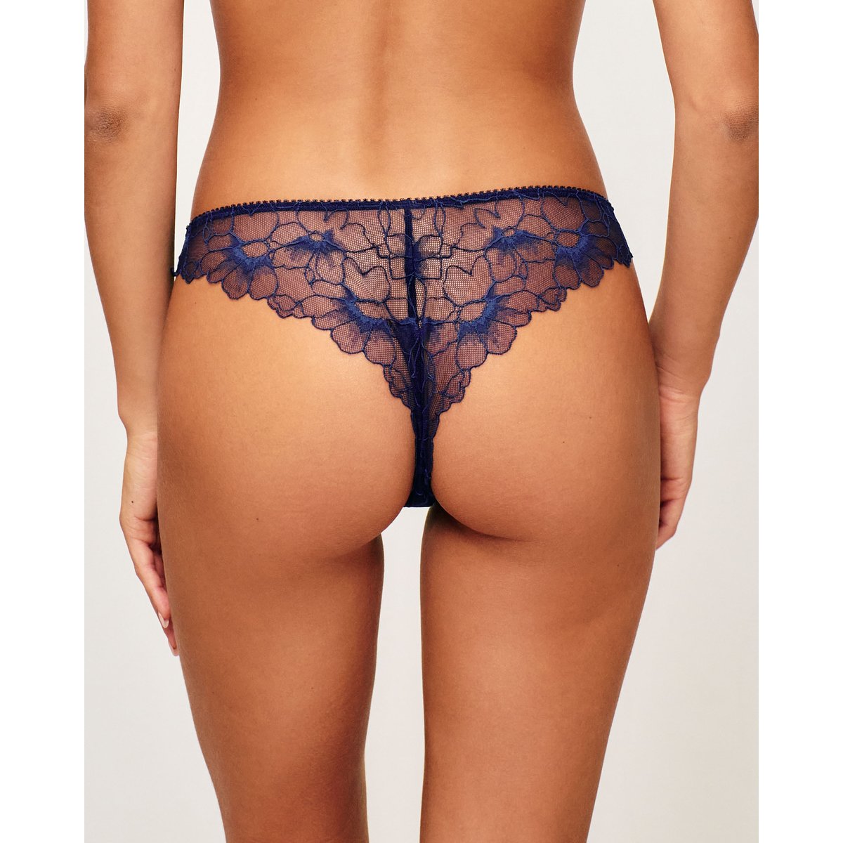 Tanga en dentelle en dentelle florale BRITTANIZ bleu, UNDIZ