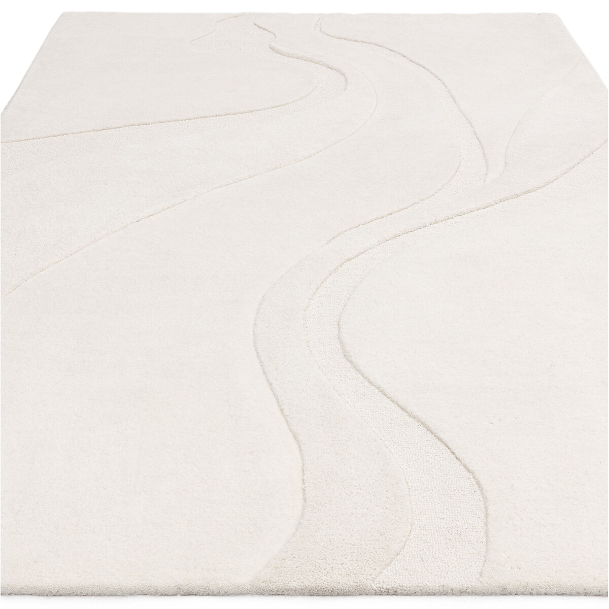 Premium Swirl Shapes Carved Rug in 100% Wool cream, ÉDITÉ
