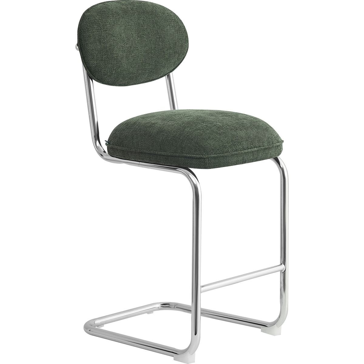 Lot de 2 tabourets de bar chromés en tissu chenille - LOU vert, HOMIFAB