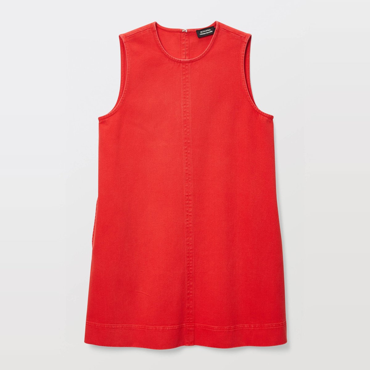 Robe courte en denim en coton BIO GOTS rouge, MONOPRIX